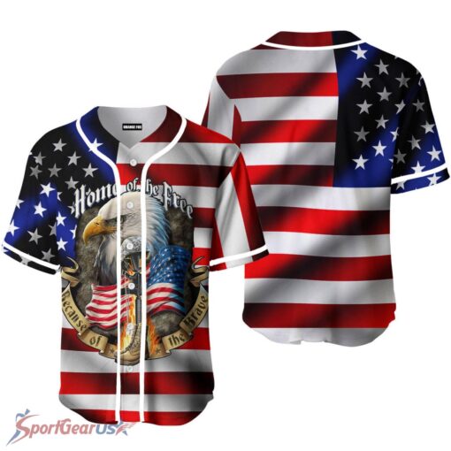 American Flag Home Of The Free Eagle Baseball Jersey Product Photo 1