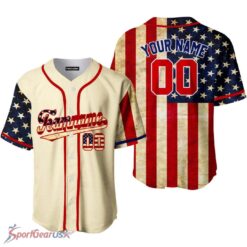 Custom Cream USA Flag And Red Custom Baseball Jerseys For Men & Women Product Photo 1