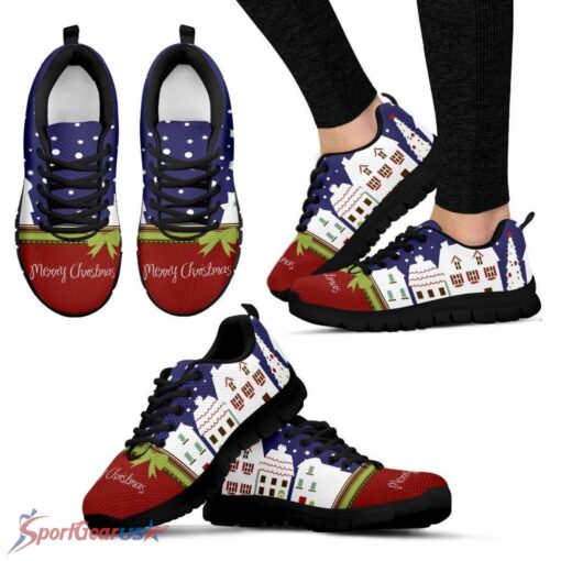 Merry Christmas Women's Sneakers - Black Christmas Sneaker Product Photo 1