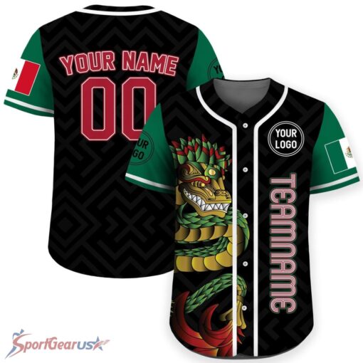 Personalized Baseball Jersey with Mexico Flag for Men Women Product Photo 2