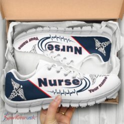 Personalized Name Nurse Shoes, Nurse Sneakers, Medical Pattern Sneaker Product Photo 2