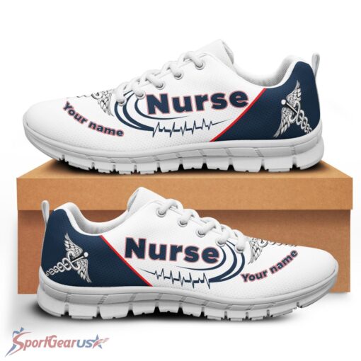 Personalized Name Nurse Shoes, Nurse Sneakers, Medical Pattern Sneaker Product Photo 1